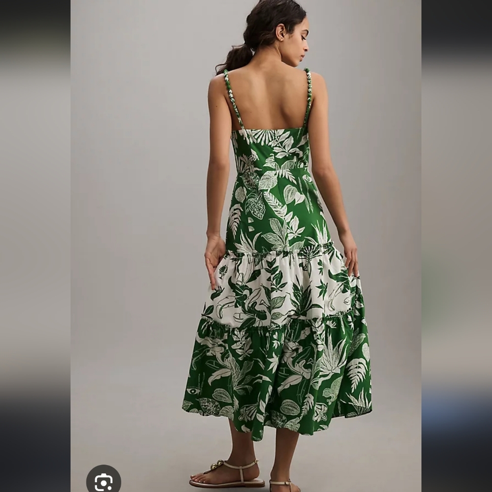 FARM Rio Forest Soul Ruffled Tiered Mix Midi Dress Size Medium Nwt - Picture 5 of 13